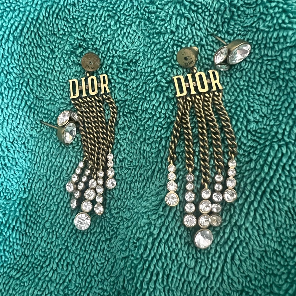 Dior Gold and Silver Crystal Earrings